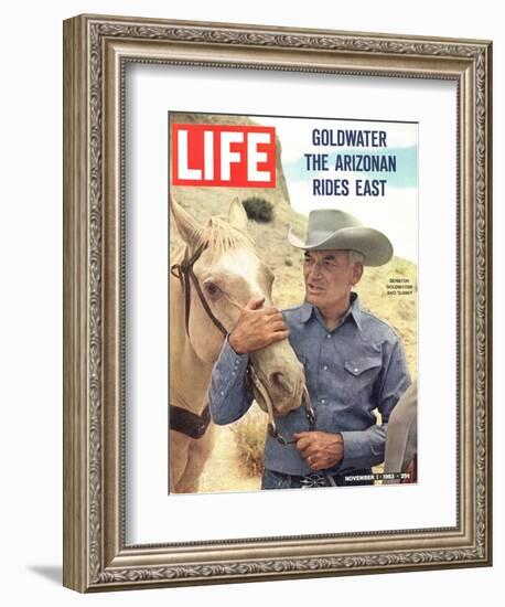 Senator Barry Goldwater with Horse, November 1, 1963-Leonard Mccombe-Framed Photographic Print