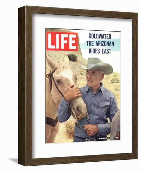 Senator Barry Goldwater with Horse, November 1, 1963-Leonard Mccombe-Framed Photographic Print