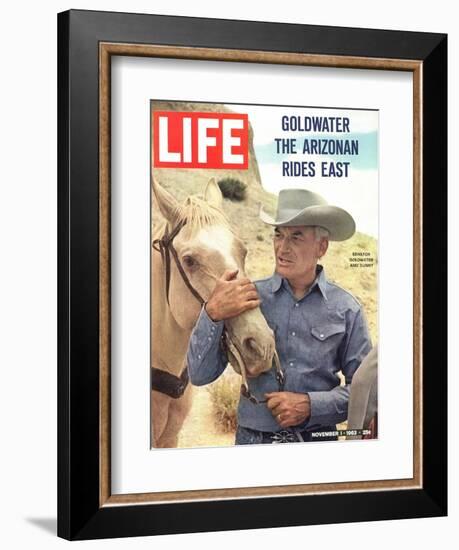 Senator Barry Goldwater with Horse, November 1, 1963-Leonard Mccombe-Framed Photographic Print