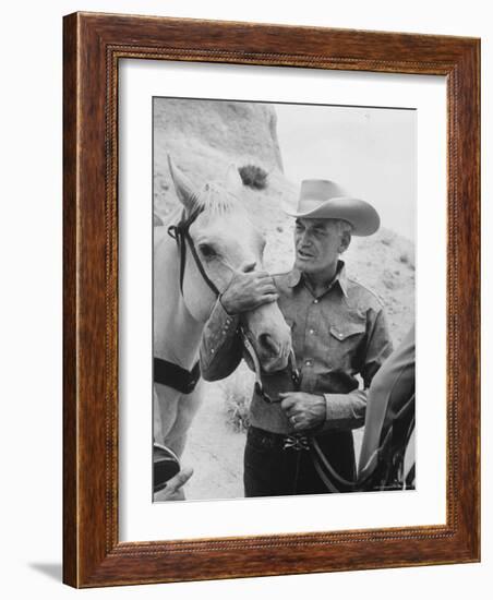 Senator Barry M. Goldwater, Riding His Horse is One of His Hobbies-Leonard Mccombe-Framed Photographic Print