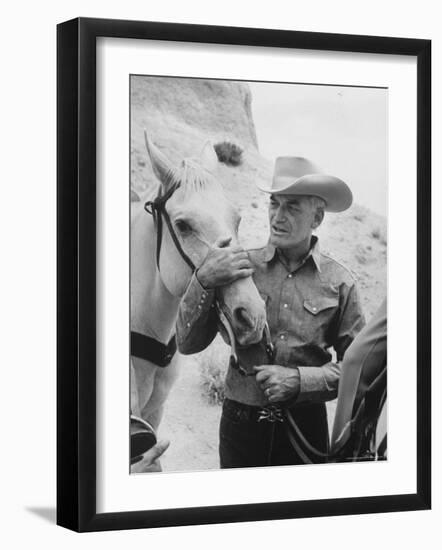 Senator Barry M. Goldwater, Riding His Horse is One of His Hobbies-Leonard Mccombe-Framed Photographic Print