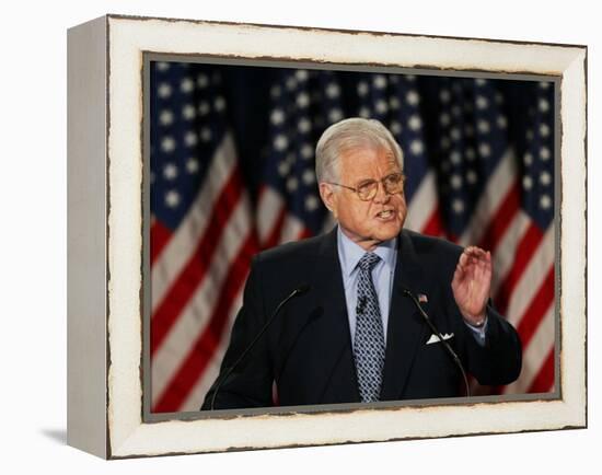 Senator Edward Kennedy Delivers Speech About the Effect of War in Iraq on America's Security-null-Framed Premier Image Canvas