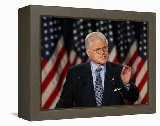 Senator Edward Kennedy Delivers Speech About the Effect of War in Iraq on America's Security-null-Framed Premier Image Canvas