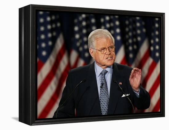 Senator Edward Kennedy Delivers Speech About the Effect of War in Iraq on America's Security-null-Framed Premier Image Canvas