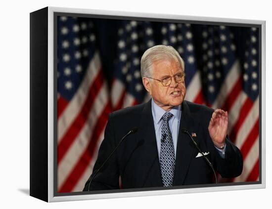 Senator Edward Kennedy Delivers Speech About the Effect of War in Iraq on America's Security-null-Framed Premier Image Canvas