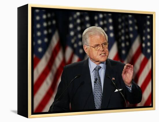 Senator Edward Kennedy Delivers Speech About the Effect of War in Iraq on America's Security-null-Framed Premier Image Canvas