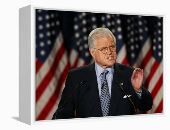 Senator Edward Kennedy Delivers Speech About the Effect of War in Iraq on America's Security-null-Framed Premier Image Canvas