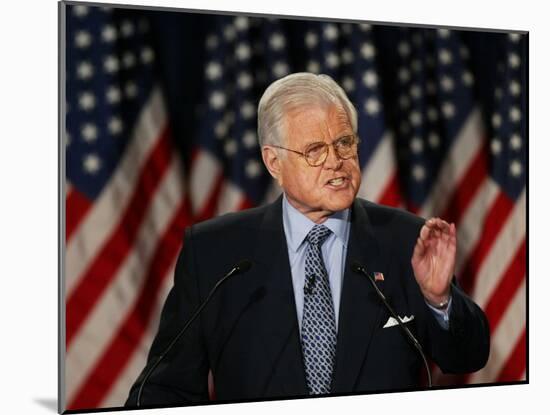 Senator Edward Kennedy Delivers Speech About the Effect of War in Iraq on America's Security-null-Mounted Photographic Print