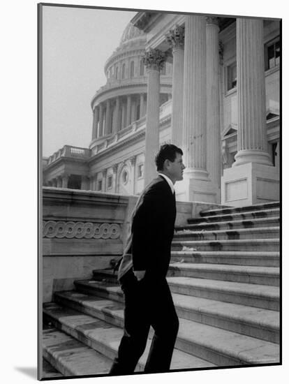 Senator Edward M. Kennedy Walking Up Steps of Senate Wing-John Dominis-Mounted Photographic Print