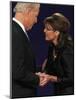 Senator Joe Biden and Governor Sarah Palin Shake Hands before the Start of Vice Presidential Debate-null-Mounted Photographic Print