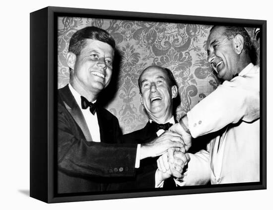 Senator John F. Kennedy, Adlai Stevenson, Senate Majority Leader Lyndon Johnson, 1960-null-Framed Stretched Canvas