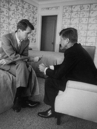 Senator John F Kennedy And Brother Robert F Kennedy Conferring