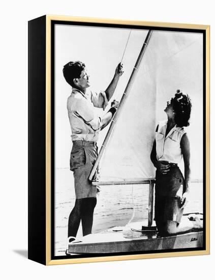 Senator John F Kennedy and Fiancée Miss Jacqueline Bouvier of Newport, Jun 26, 1953-null-Framed Stretched Canvas