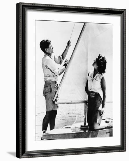 Senator John F Kennedy and Fiancée Miss Jacqueline Bouvier of Newport, Jun 26, 1953--Framed Photo