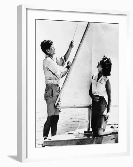 Senator John F Kennedy and Fiancée Miss Jacqueline Bouvier of Newport, Jun 26, 1953--Framed Photo