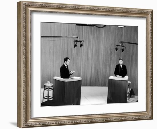 Senator John F. Kennedy and Vice President Richard M. Nixon, During 4th Nixon Kennedy TV Debate-Joe Scherschel-Framed Photographic Print