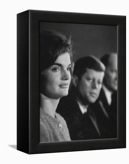 Senator John F. Kennedy and Wife Campaigning in Democratic Presidential Primaries-Stan Wayman-Framed Premier Image Canvas