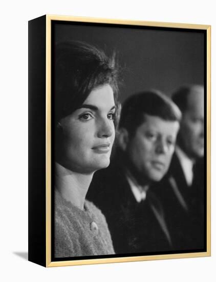 Senator John F. Kennedy and Wife Campaigning in Democratic Presidential Primaries-Stan Wayman-Framed Premier Image Canvas