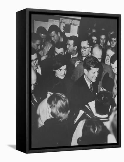 Senator John F. Kennedy and Wife Campaigning in Democratic Presidential Primaries-Stan Wayman-Framed Premier Image Canvas