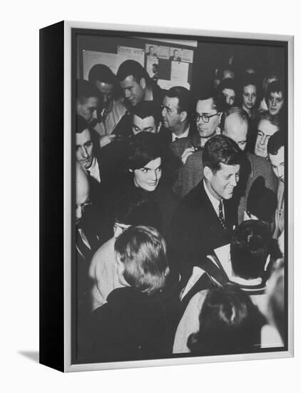 Senator John F. Kennedy and Wife Campaigning in Democratic Presidential Primaries-Stan Wayman-Framed Premier Image Canvas