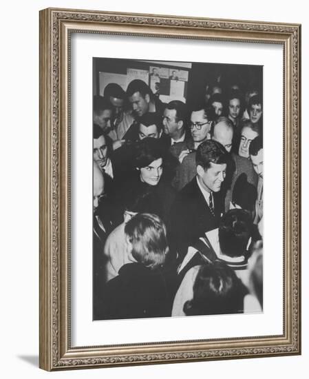 Senator John F. Kennedy and Wife Campaigning in Democratic Presidential Primaries-Stan Wayman-Framed Photographic Print