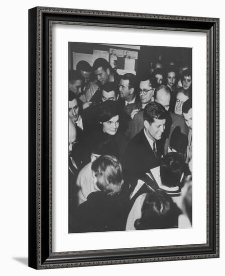 Senator John F. Kennedy and Wife Campaigning in Democratic Presidential Primaries-Stan Wayman-Framed Photographic Print