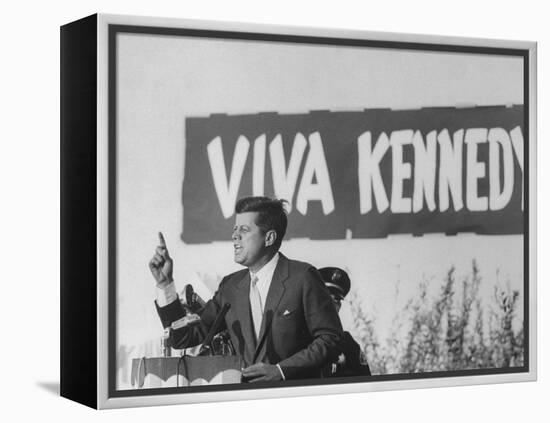 Senator John F. Kennedy Campaigning For President-Paul Schutzer-Framed Premier Image Canvas