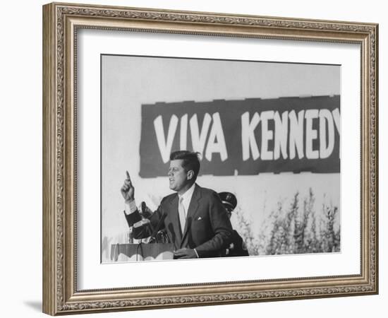 Senator John F. Kennedy Campaigning For President-Paul Schutzer-Framed Photographic Print