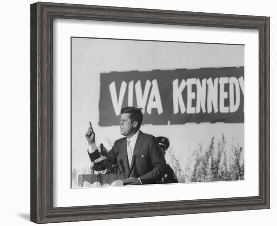 Senator John F. Kennedy Campaigning For President-Paul Schutzer-Framed Photographic Print