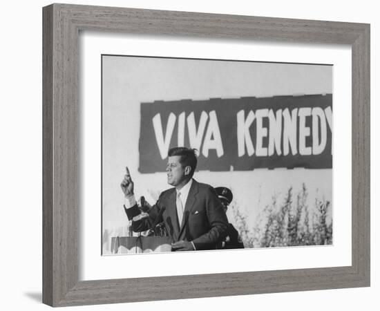 Senator John F. Kennedy Campaigning For President-Paul Schutzer-Framed Photographic Print