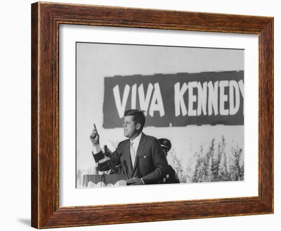 Senator John F. Kennedy Campaigning For President-Paul Schutzer-Framed Photographic Print