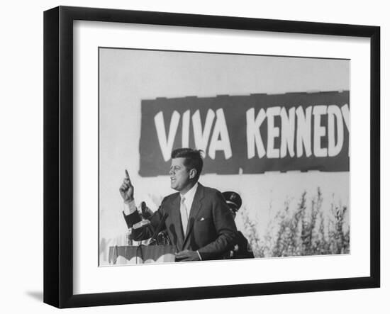 Senator John F. Kennedy Campaigning For President-Paul Schutzer-Framed Photographic Print