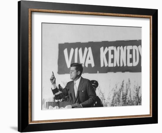 Senator John F. Kennedy Campaigning For President-Paul Schutzer-Framed Photographic Print