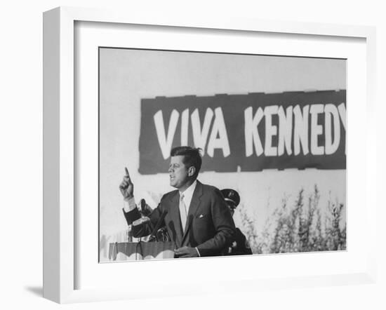 Senator John F. Kennedy Campaigning For President-Paul Schutzer-Framed Photographic Print