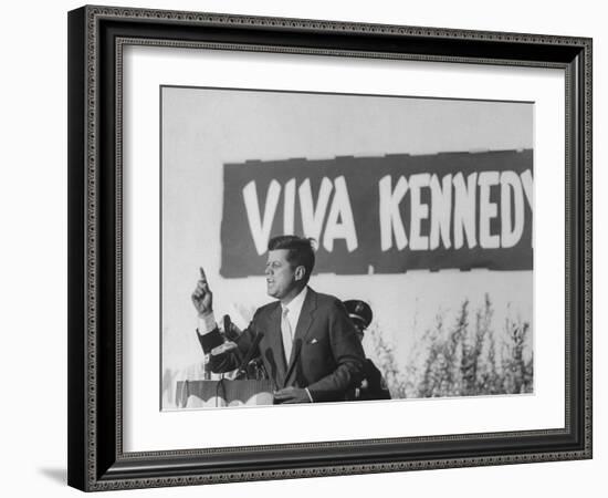 Senator John F. Kennedy Campaigning For President-Paul Schutzer-Framed Photographic Print