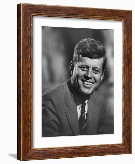 Senator John F. Kennedy Close-Up During Campaign-null-Framed Photographic Print