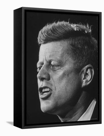 Senator John F. Kennedy During Campaign For Presidency-Paul Schutzer-Framed Premier Image Canvas