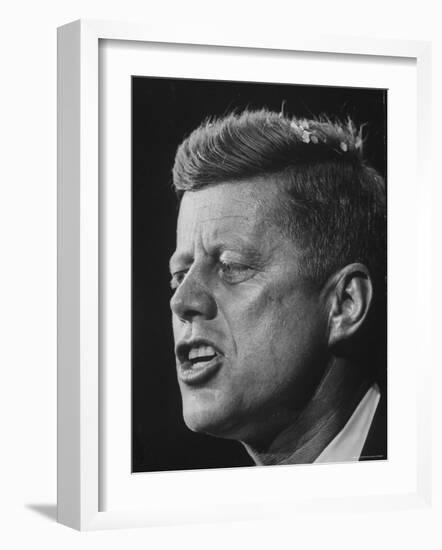 Senator John F. Kennedy During Campaign For Presidency-Paul Schutzer-Framed Photographic Print