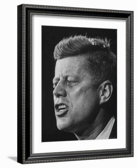 Senator John F. Kennedy During Campaign For Presidency-Paul Schutzer-Framed Photographic Print