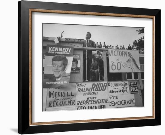 Senator John F. Kennedy During Campaign For Presidency-Paul Schutzer-Framed Photographic Print