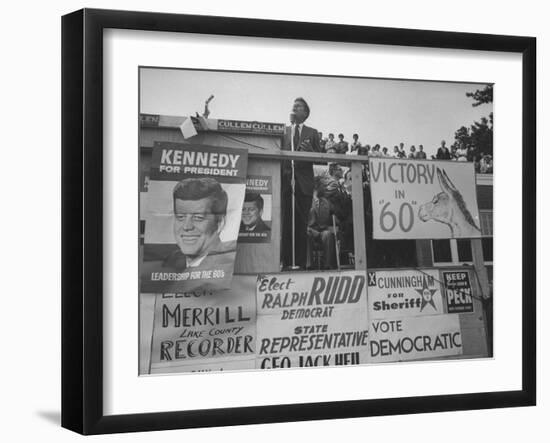 Senator John F. Kennedy During Campaign For Presidency-Paul Schutzer-Framed Photographic Print