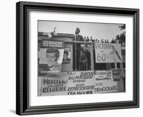 Senator John F. Kennedy During Campaign For Presidency-Paul Schutzer-Framed Photographic Print