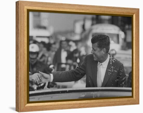 Senator John F. Kennedy During Campaigning-Paul Schutzer-Framed Premier Image Canvas