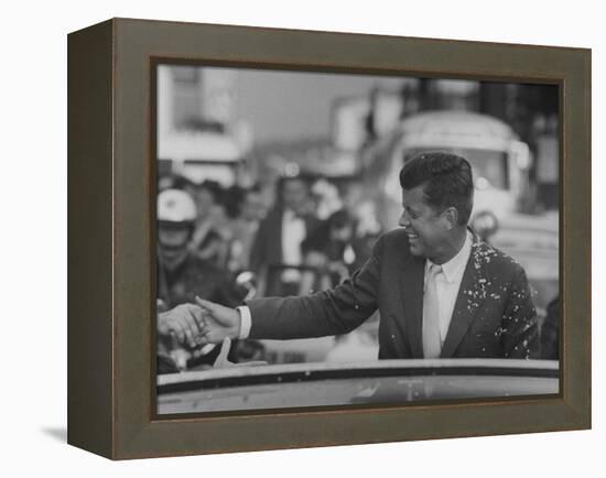 Senator John F. Kennedy During Campaigning-Paul Schutzer-Framed Premier Image Canvas