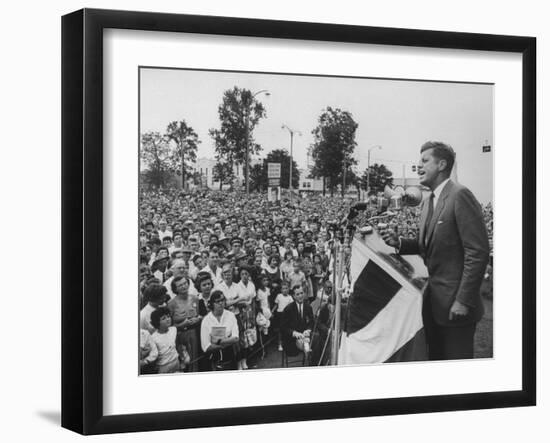 Senator John F. Kennedy During His Campaign For Presidency-Paul Schutzer-Framed Photographic Print