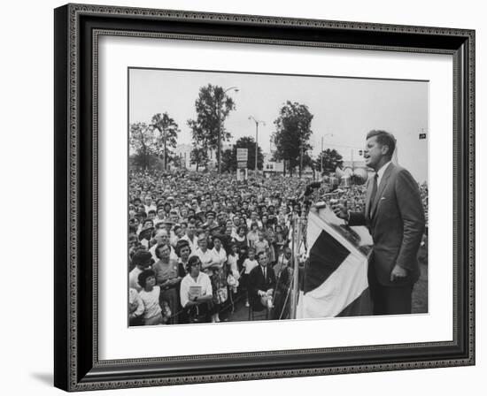 Senator John F. Kennedy During His Campaign For Presidency-Paul Schutzer-Framed Photographic Print