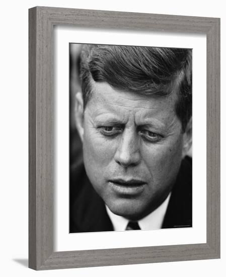 Senator John F. Kennedy During Press Conference at Gracie Mansion-Howard Sochurek-Framed Photographic Print