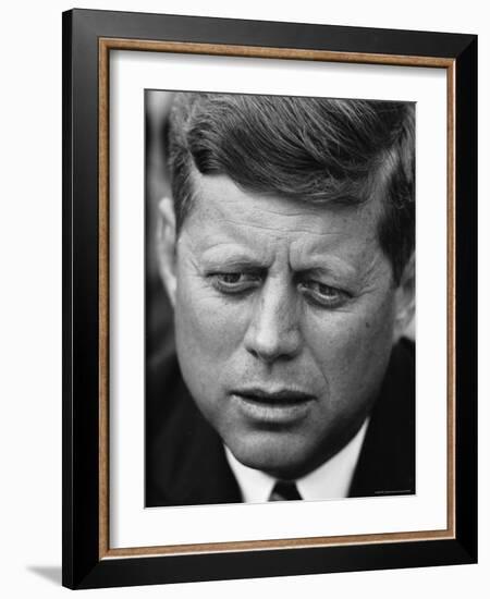 Senator John F. Kennedy During Press Conference at Gracie Mansion-Howard Sochurek-Framed Photographic Print