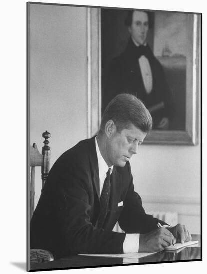 Senator John F. Kennedy in His Office after Being Nominated for President at Democratic Convention-Alfred Eisenstaedt-Mounted Photographic Print
