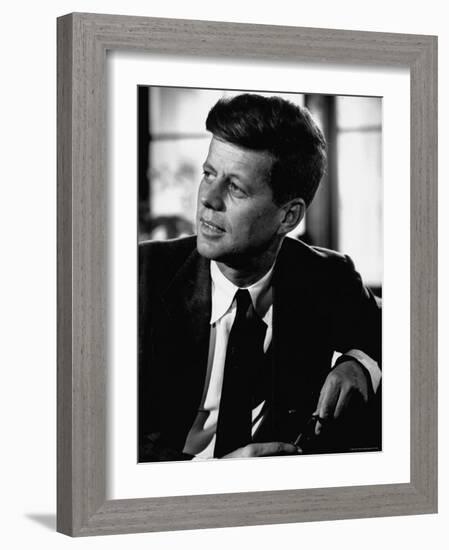 Senator John F. Kennedy, Posing For Picture-Hank Walker-Framed Photographic Print